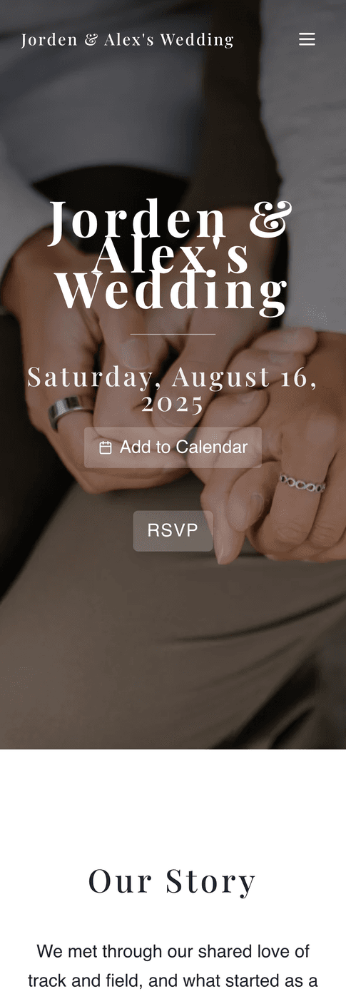 WedKit wedding website preview on phone