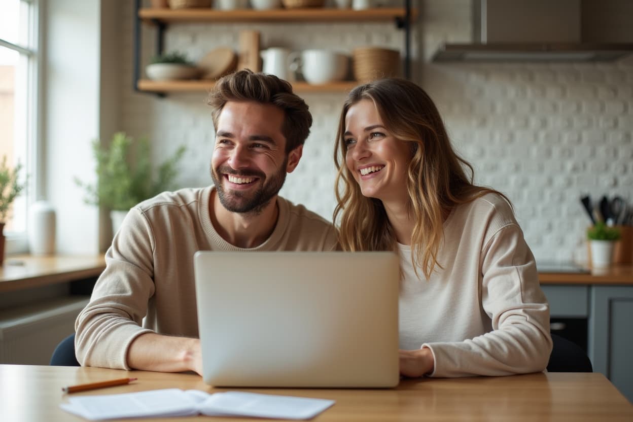 A couple planning their wedding guest list together