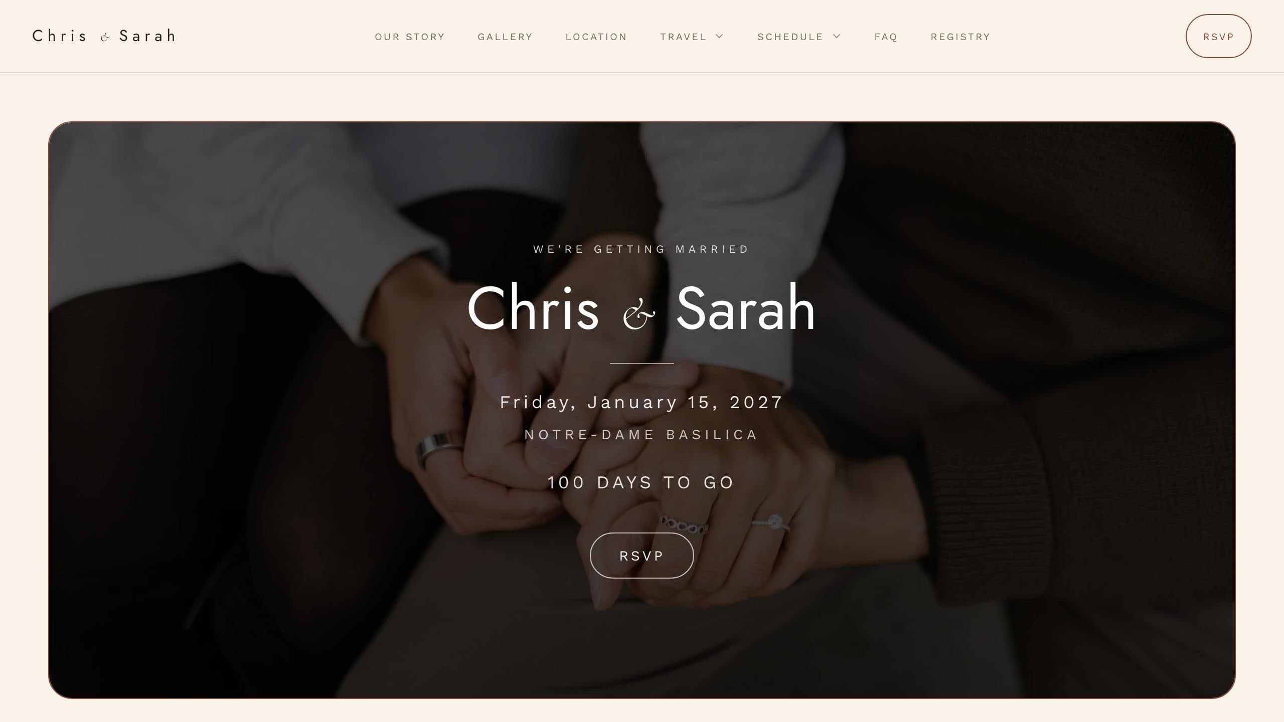 Site de mariage WedKit dans la direction artistique Sienna
