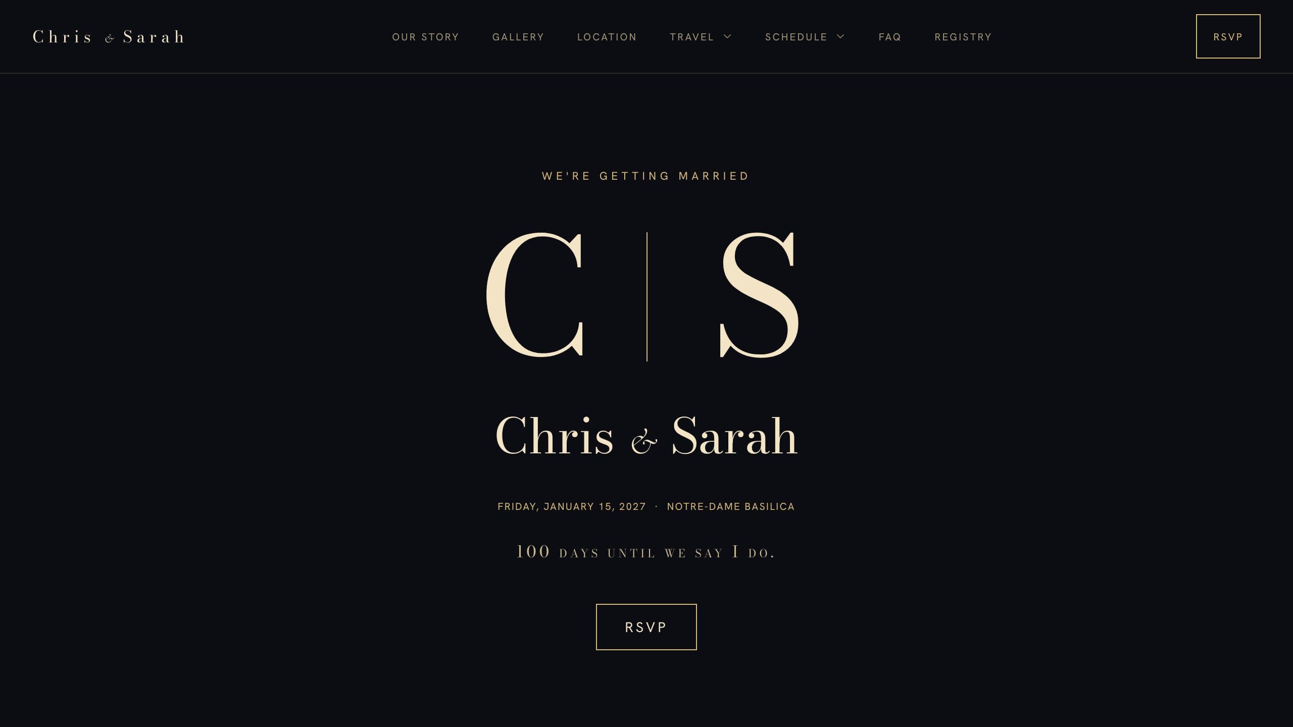 Site de mariage WedKit dans la direction artistique Onyx